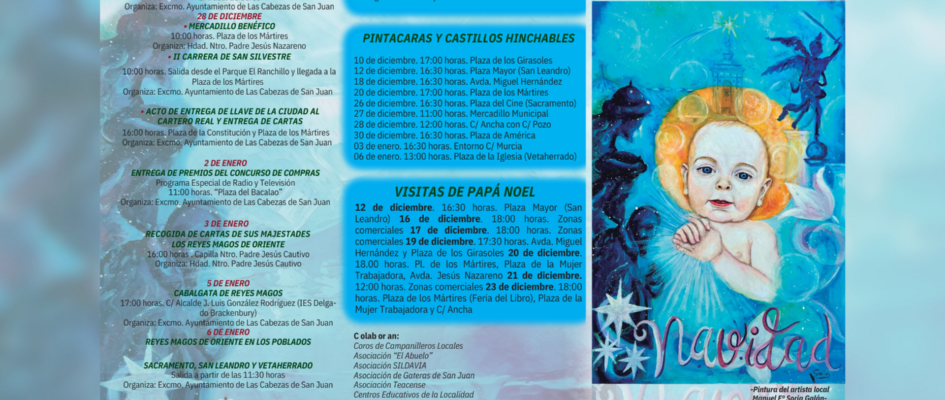 12 de diciembre. 1630 horas. Plaza Mayor (San Leandro) 16 de diciembre. 1800 horas. Zonas comerciales 17 de diciembre. 1800 horas. Zonas comerciales 19 de diciembre. 1730 horas. Avda. Miguel Herná